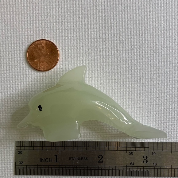 Yellow Calcite Crystal Carved Dolphin Figurine Onyx Animal Figure Polished 3" - Picture 11 of 12